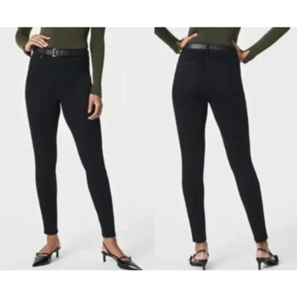 SPANX 20278R Ankle Length Pull On Skinny Jeans in Clean Black‎ Womens S Small